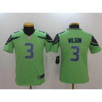 Youth Seattle Seahawks #3 Russell Wilson Green Vapor Untouchable L Limited Stitched NFL Jersey