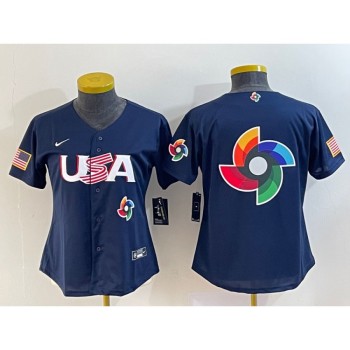 Youth USA Baseball 2023 Navy Big Logo With Patch World Baseball Classic Stitched Jersey Youth USA Baseball 2023 Navy Big Logo With Patch World Baseball Classic Stitched Jersey