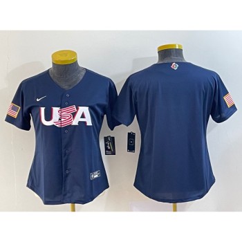 Youth USA Baseball Blank 2023 Navy World Baseball Classic Stitched Jersey Youth USA Baseball Blank 2023 Navy World Baseball Classic Stitched Jersey