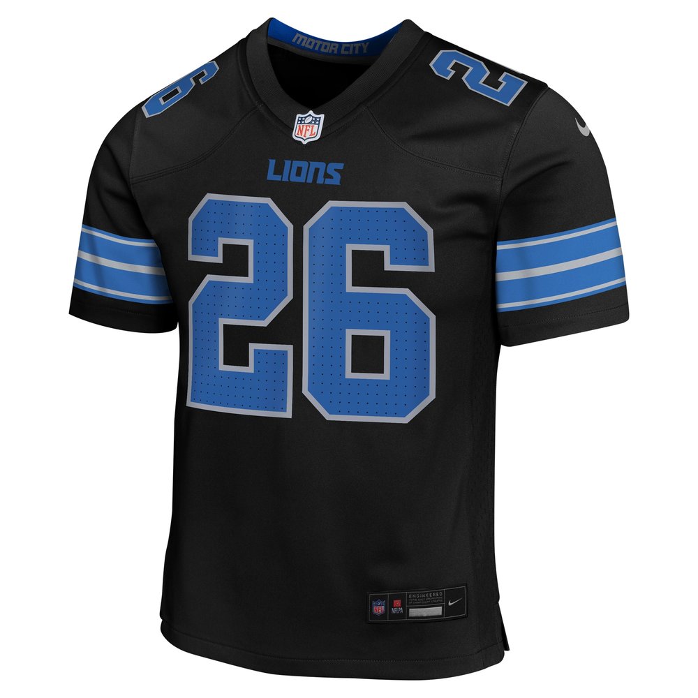 Youth Detroit Lions #26 Jahmyr Gibbs Black Alternate Player Game Jersey