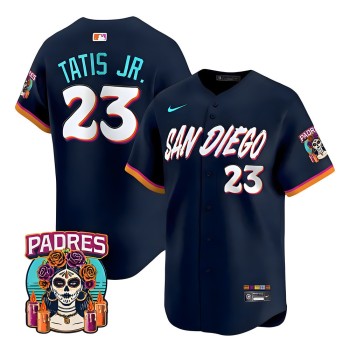 Men's San Diego Padres #23 Fernando Tatis Jr. Navy 2026 City Connect Stitched Jersey-Button Up Men's San Diego Padres #23 Fernando Tatis Jr. Navy 2026 City Connect Stitched Jersey-Button Up