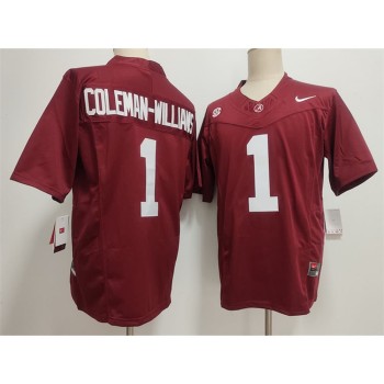 Men's Alabama Crimson Tide #1 Ryan Alexander Coleman-Williams Jr Red 2026 Vapor F.U.S.E. Limited Jersey Men's Alabama Crimson Tide #1 Ryan Alexander Coleman-Williams Jr Red 2026 Vapor F.U.S.E. Limited Jersey