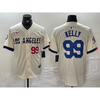 Men's Los Angeles Dodgers #99 Joe Kelly Cream Stitched Baseball Jersey Men's Los Angeles Dodgers #99 Joe Kelly Cream Stitched Baseball Jersey