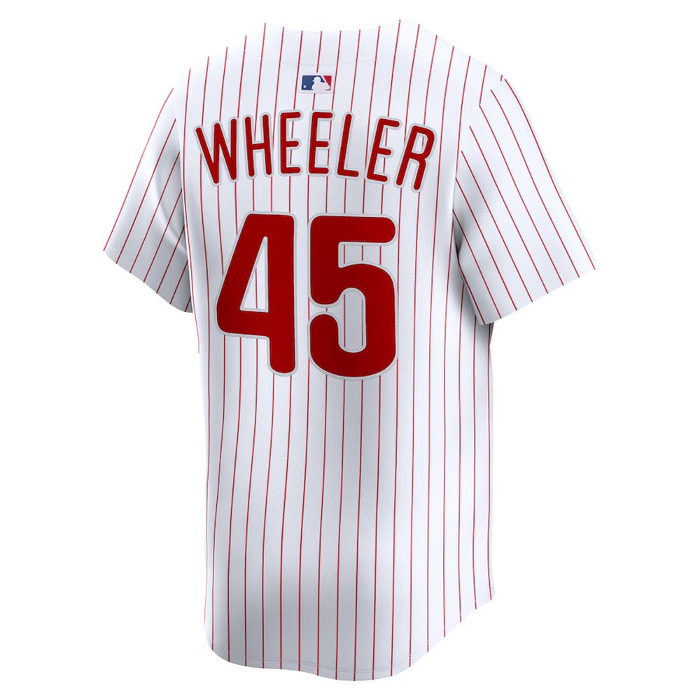 Men's Philadelphia Phillies #45 Zack Wheeler White Home Limited Player Jersey Men's Philadelphia Phillies #45 Zack Wheeler White Home Limited Player Jersey