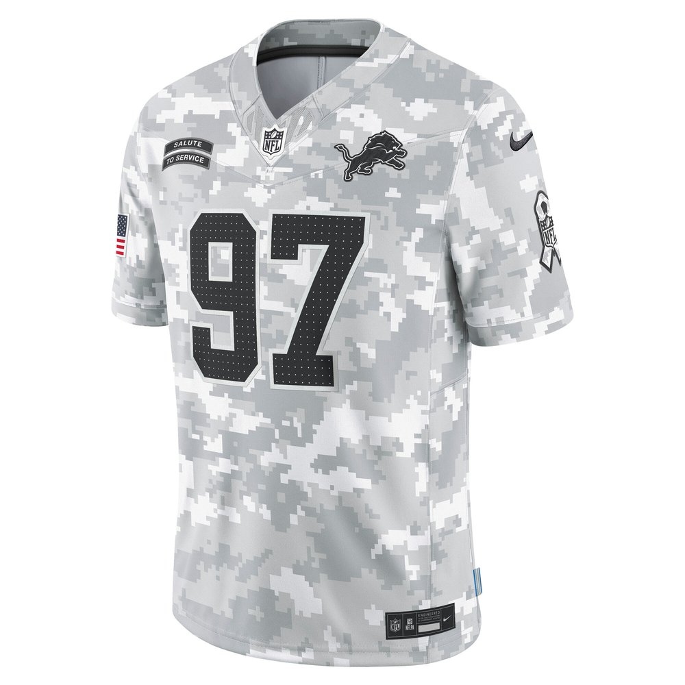Men's Detroit Lions #97 Aidan Hutchinson Arctic Camo 2024 Salute to Service Limited Jersey
