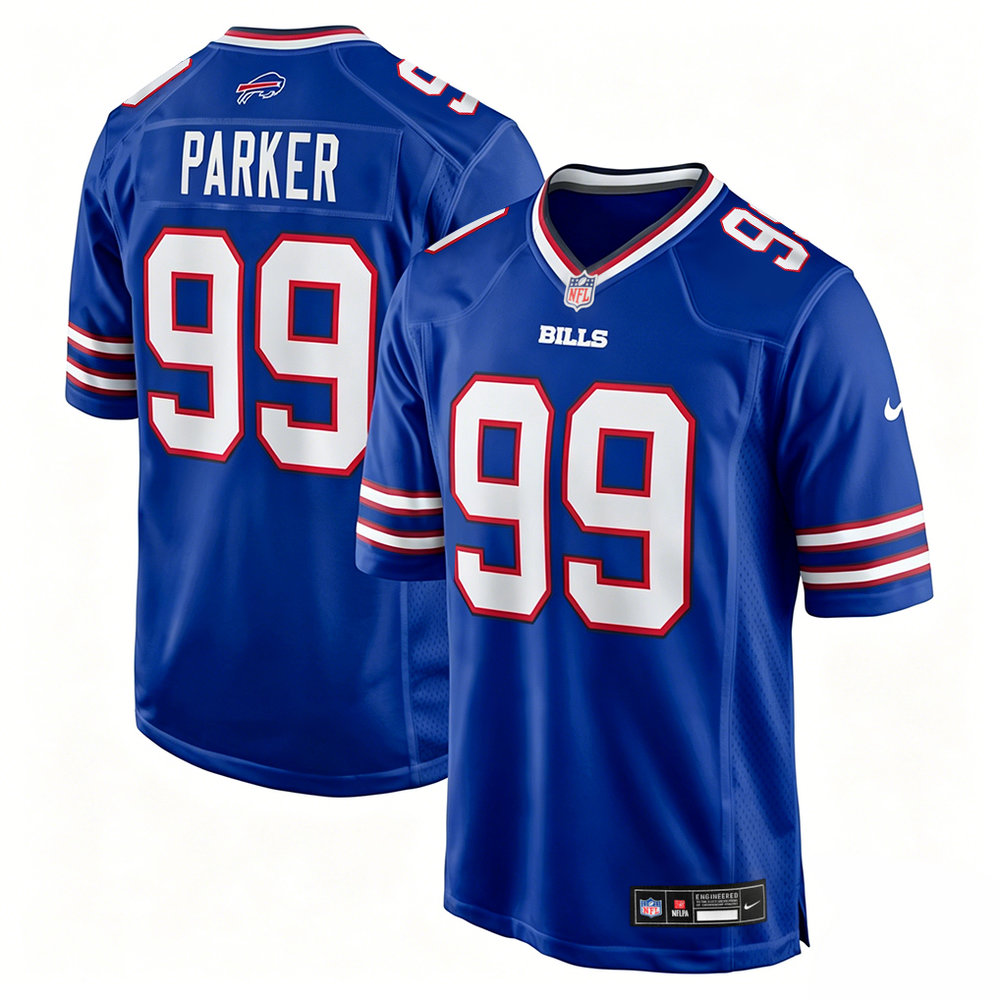 Men's Buffalo Bills #99 T.J. Parker Royal 2026 NFL Draft Game Jersey Men's Buffalo Bills #99 T.J. Parker Royal 2026 NFL Draft Game Jersey