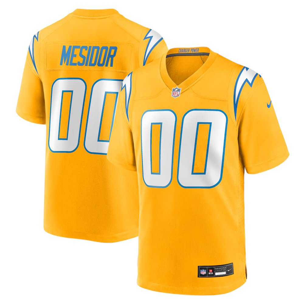 Men's Los Angeles Chargers Akheem Mesidor Gold 2026 NFL Draft Game Jersey Men's Los Angeles Chargers Akheem Mesidor Gold 2026 NFL Draft Game Jersey