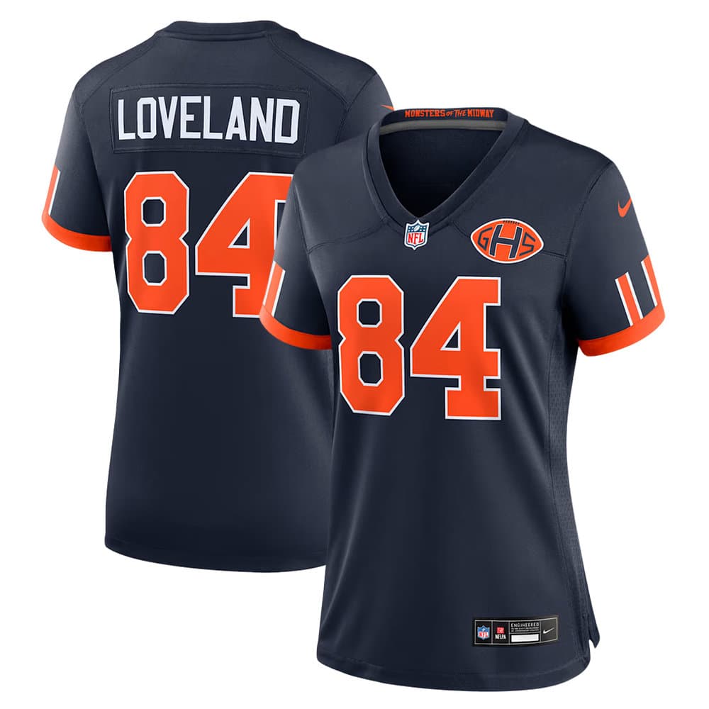 Women's Chicago Bears #84 Colston Loveland Navy 2026 Rivalries Collection Game Jersey Women's Chicago Bears #84 Colston Loveland Navy 2026 Rivalries Collection Game Jersey