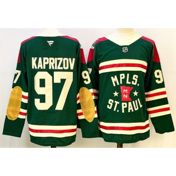 Men's Minnesota Wild #97 Kirill Kaprizov Green 2024-25 Stitched Hockey Premium Jersey Men's Minnesota Wild #97 Kirill Kaprizov Green 2024-25 Stitched Hockey Premium Jersey