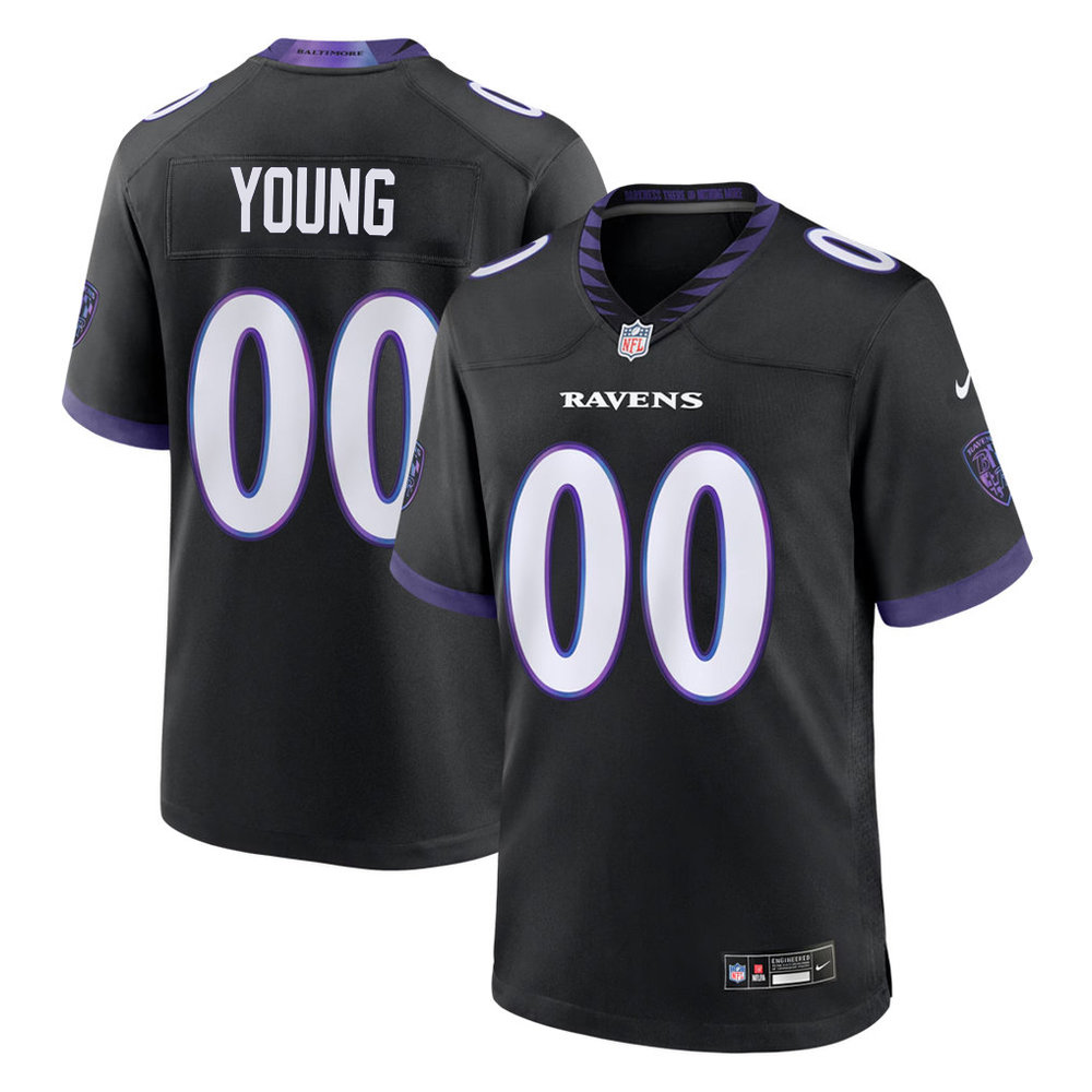 Men's Baltimore Ravens Zion Young Black 2026 NFL Draft Game Jersey Men's Baltimore Ravens Zion Young Black 2026 NFL Draft Game Jersey