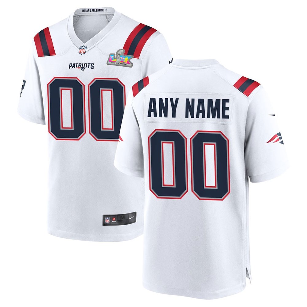 Men's New England Patriots Custom White Super Bowl LX Patch Game Jersey