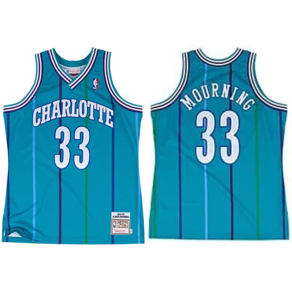 Women's Charlotte Hornets #33 Alonzo Mourning Teal 1992-93 Stitched Basketball Jersey