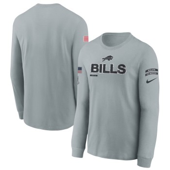 Youth Buffalo Bills Gray 2024 Salute To Service Long Sleeve T-Shirt Youth Buffalo Bills Gray 2024 Salute To Service Long Sleeve T-Shirt