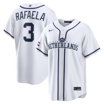 Men's Netherlands Baseball #3 Ceddanne Rafaela White 2026 World Baseball Classic Home Stadium Jersey Men's Netherlands Baseball #3 Ceddanne Rafaela White 2026 World Baseball Classic Home Stadium Jersey