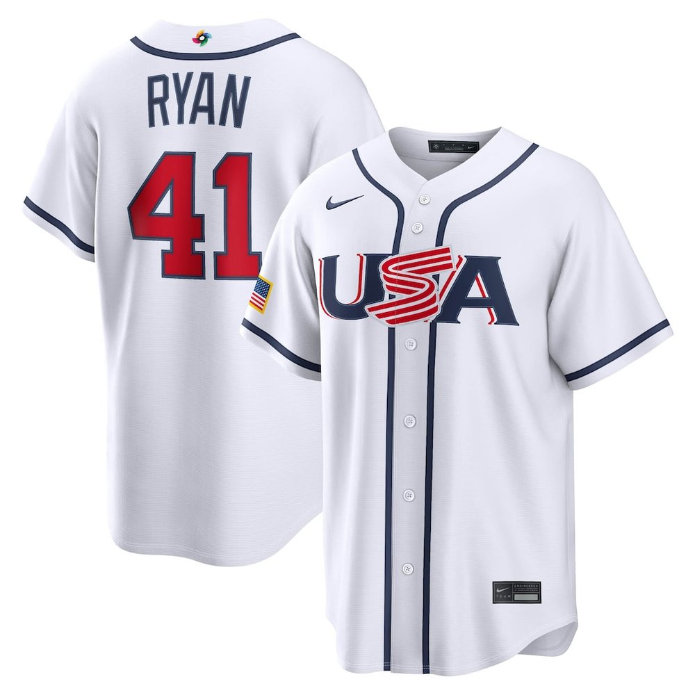Men's USA Baseball #41 Joe Ryan White 2026 World Baseball Classic Home Stadium Jersey Men's USA Baseball #41 Joe Ryan White 2026 World Baseball Classic Home Stadium Jersey