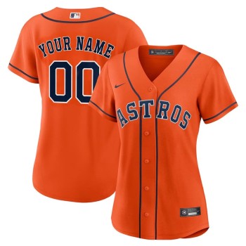Women's Houston Astros Orange Stitched Baseball Custom Jersey