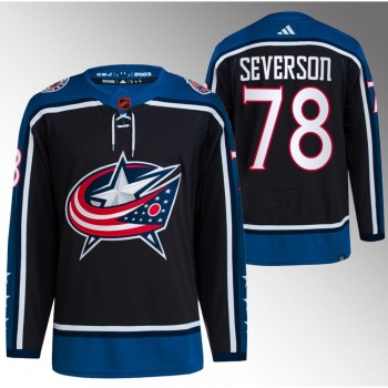 Men's Columbus Blue Jackets #78 Damon Severson Black 2022-23 Reverse Retro Stitched Premium Jersey Men's Columbus Blue Jackets #78 Damon Severson Black 2022-23 Reverse Retro Stitched Premium Jersey