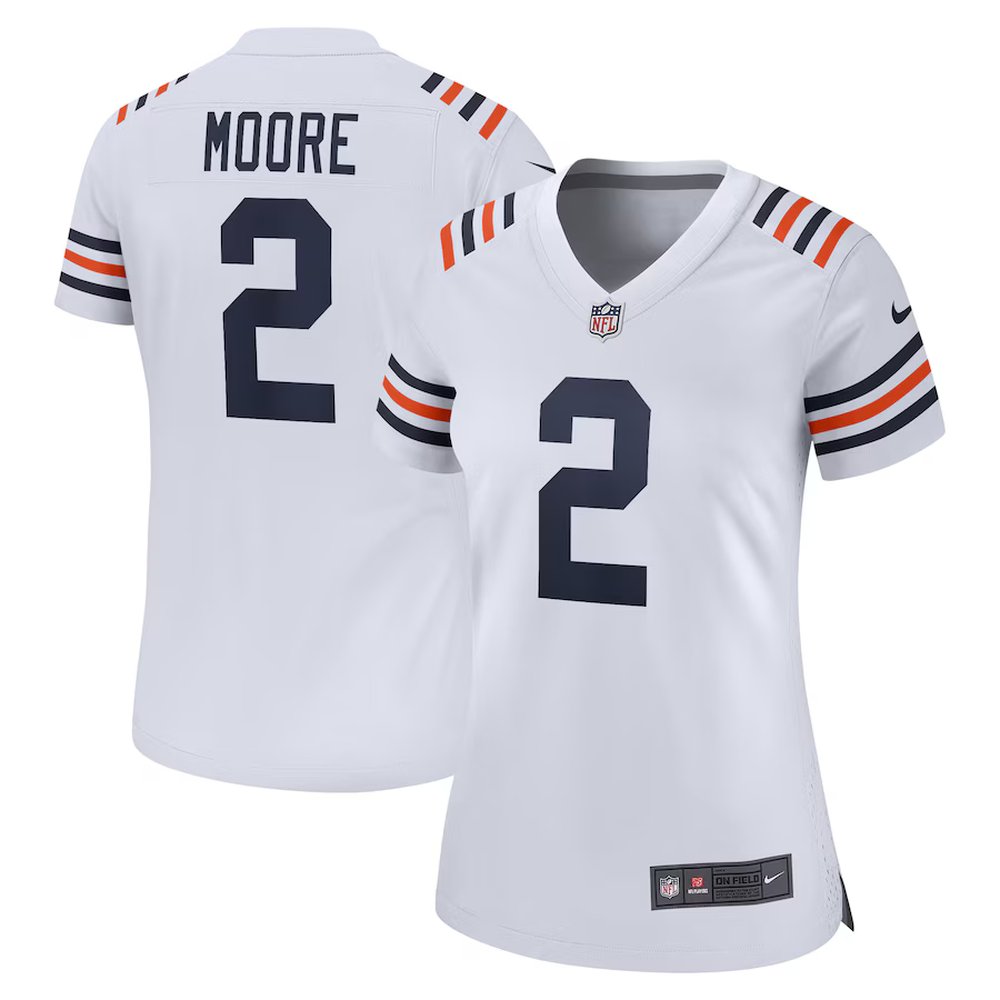 Women's Chicago Bears #2 D.J. Moore White Alternate Game Jersey Women's Chicago Bears #2 D.J. Moore White Alternate Game Jersey