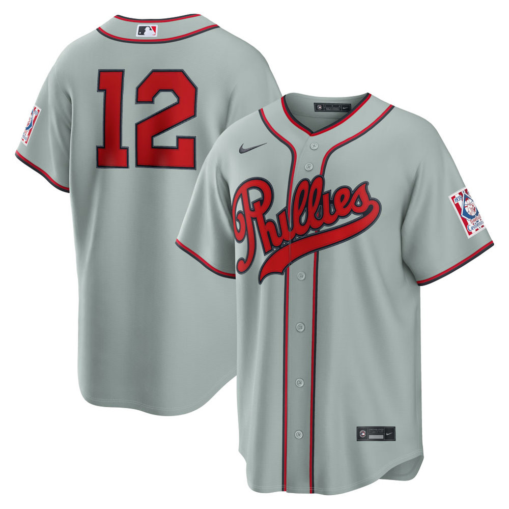 Men's Philadelphia Phillies #12 Kyle Schwarber Nike Gray 2026 Field of Dreams Stadium Jersey
