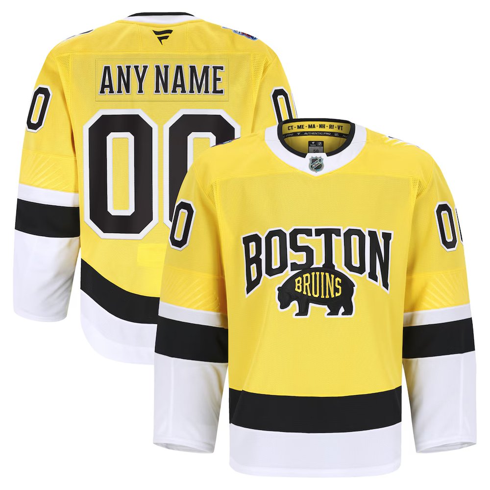 Youth Boston Bruins Custom Gold 2026 NHL Stadium Series Authentic Pro Custom Jersey Youth Boston Bruins Custom Gold 2026 NHL Stadium Series Authentic Pro Custom Jersey