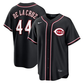 Men's Cincinnati Reds #44 Elly De La Cruz Fashion Replica Black Out Jersey Men's Cincinnati Reds #44 Elly De La Cruz Fashion Replica Black Out Jersey