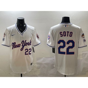 Men's New York Mets #22 Juan Soto White 2025 Spring Training Stitched Baseball Jersey Men's New York Mets #22 Juan Soto White 2025 Spring Training Stitched Baseball Jersey