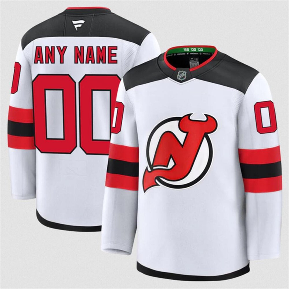 Youth New Jersey Devils Custom White 2024-25 Away Stitched Hockey Jersey