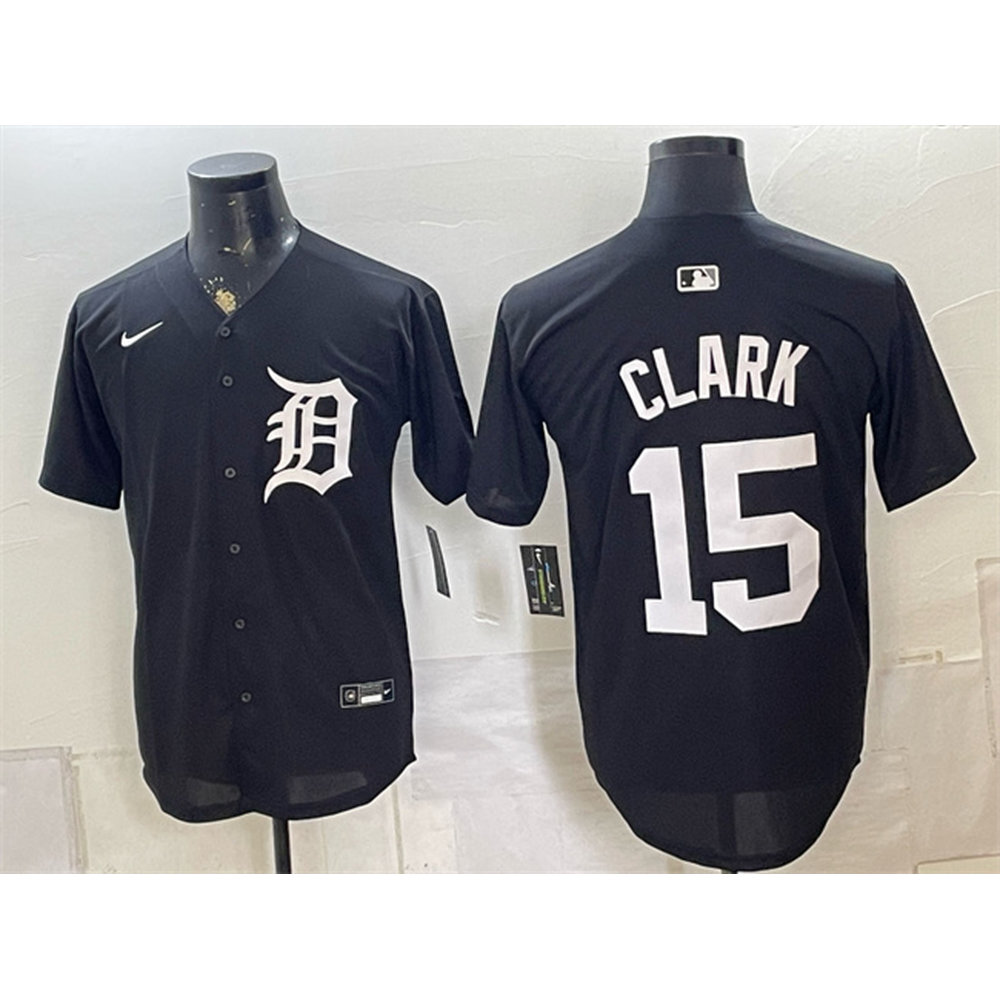Men's Detroit Tigers #15 Max Clark Black 2026 Cool Base Jersey Men's Detroit Tigers #15 Max Clark Black 2026 Cool Base Jersey