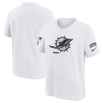 Youth Miami Dolphins White 2024 Salute To Service T-Shirt Youth Miami Dolphins White 2024 Salute To Service T-Shirt