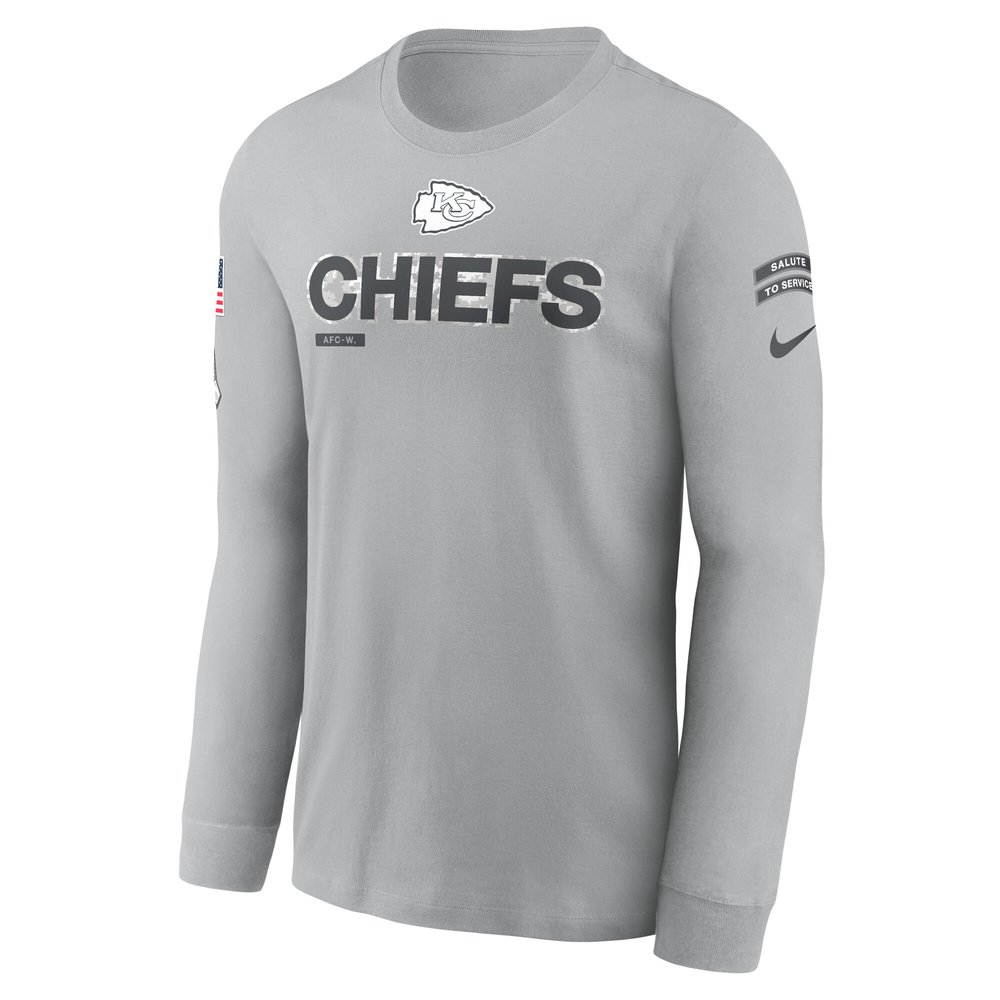 Men's Kansas City Chiefs Gray 2024 Salute To Service Long Sleeve T-Shirt