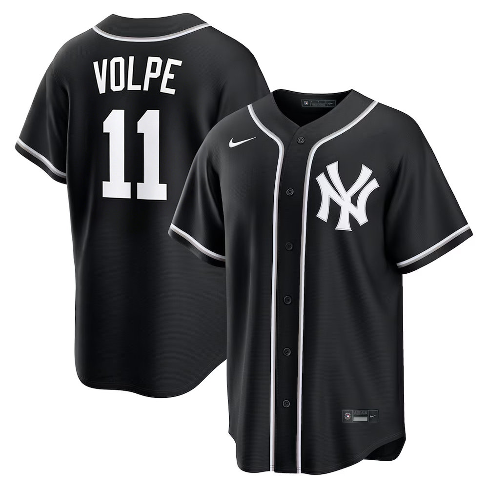 Men's New York Yankees #11 Anthony Volpe Black Fashion Replica Player Jersey Men's New York Yankees #11 Anthony Volpe Black Fashion Replica Player Jersey