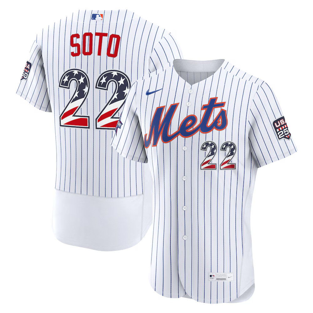 Men's New York Mets #22 Juan Soto Nike White 2026 All-Star Edition Stars & Stripes Authentic Jersey Men's New York Mets #22 Juan Soto Nike White 2026 All-Star Edition Stars & Stripes Authentic Jersey