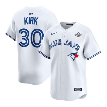 Men's Toronto Blue Jays #30 Alejandro Kirk White 2025 World Series Home Replica Player Jersey Men's Toronto Blue Jays #30 Alejandro Kirk White 2025 World Series Home Replica Player Jersey