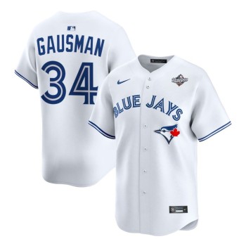 Men's Toronto Blue Jays #34 Kevin Gausman White 2025 World Series Home Replica Player Jersey Men's Toronto Blue Jays #34 Kevin Gausman White 2025 World Series Home Replica Player Jersey