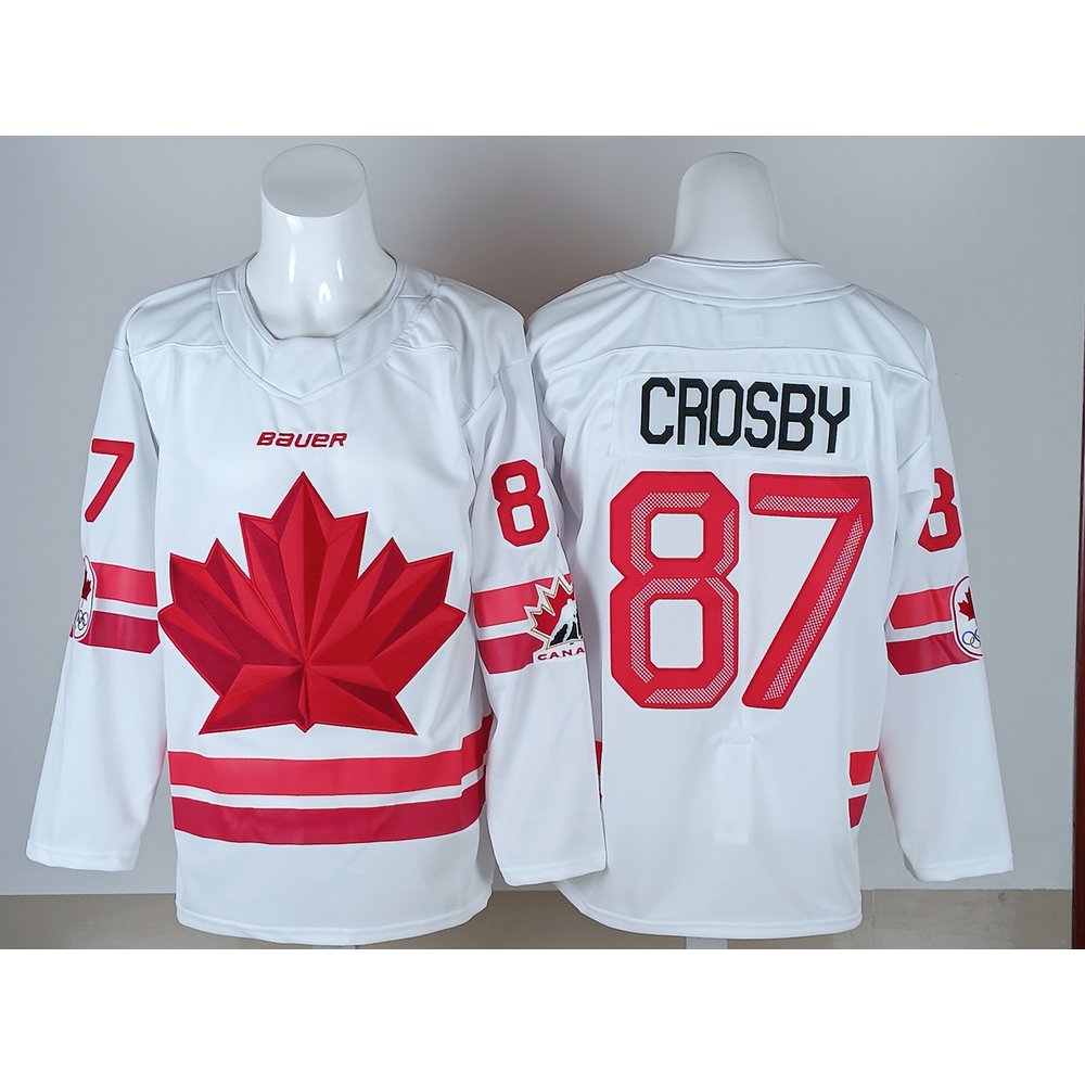 Men's Canada Hockey #87 Sidney Crosby White 2026 Away Replica Jersey