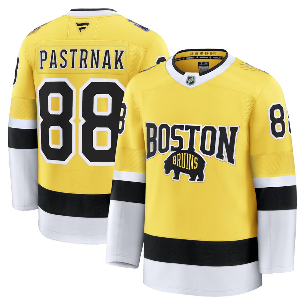 Youth Boston Bruins #88 David Pastrnak Gold 2026 NHL Stadium Series Premium Jersey Youth Boston Bruins #88 David Pastrnak Gold 2026 NHL Stadium Series Premium Jersey