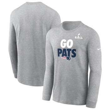 Men's New England Patriots Heather Gray Super Bowl LX Fast As Fast Gets Long Sleeve T-Shirt