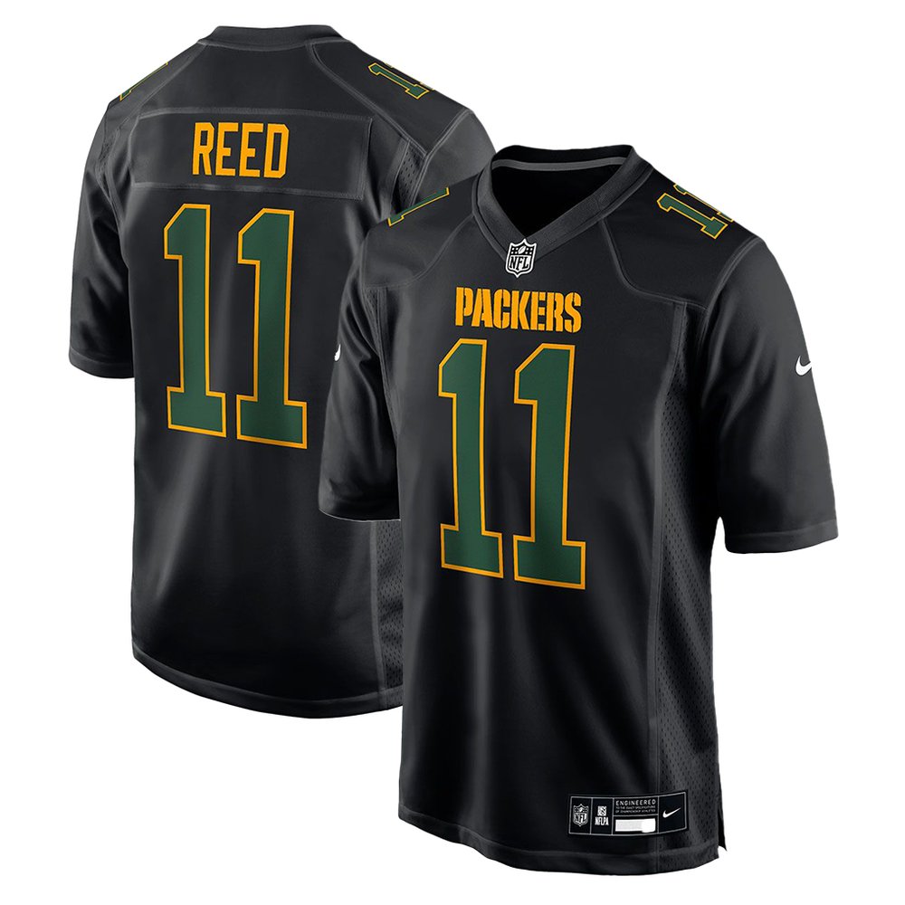 Men's Green Bay Packers #11 Jayden Reed Carbon Black Fashion Game Jersey