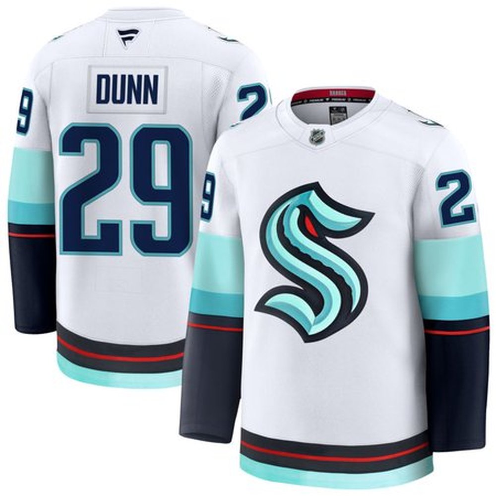 Men's Seattle Kraken #29 Vince Dunn White Away Premium Jersey Men's Seattle Kraken #29 Vince Dunn White Away Premium Jersey