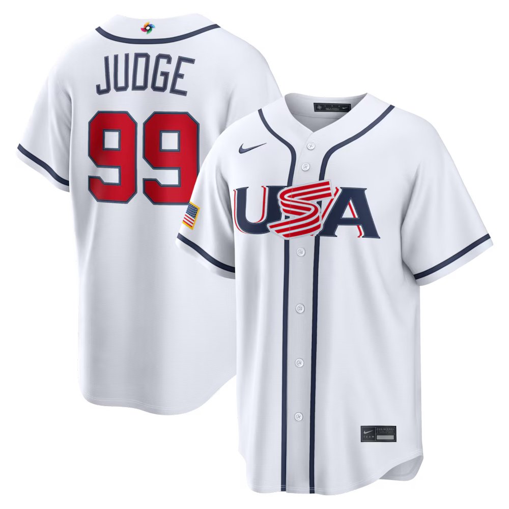 Men's USA Baseball #99 Aaron Judge White 2026 World Baseball Classic Home Stadium Jersey Men's USA Baseball #99 Aaron Judge White 2026 World Baseball Classic Home Stadium Jersey
