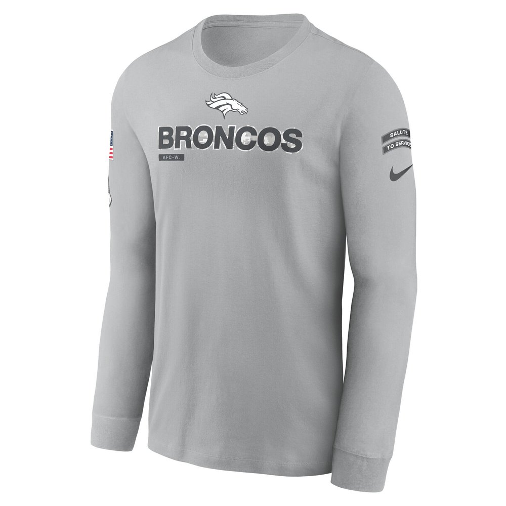 Men's Denver Broncos Gray 2024 Salute To Service Long Sleeve T-Shirt