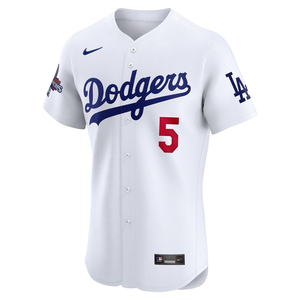 Men's Los Angeles Dodgers #5 Freddie Freeman White 2024 World Series Champions Home Elite Player Jersey