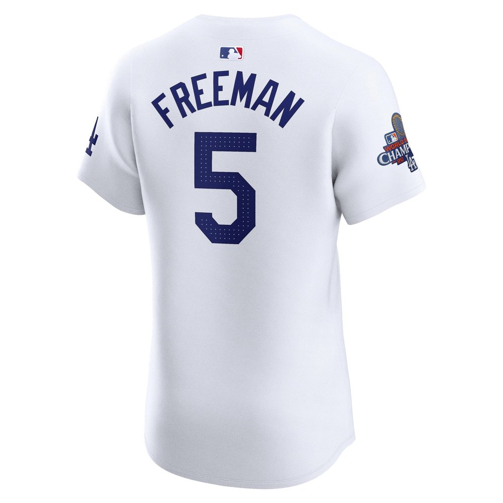 Men's Los Angeles Dodgers #5 Freddie Freeman White 2024 World Series Champions Home Elite Player Jersey