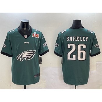 Men's Philadelphia Eagles #26 Saquon Barkley Green 2025 Super Bowl LIX Patch Team Big Logo Vapor Untouchable Limited Stitched Football Jersey Men's Philadelphia Eagles #26 Saquon Barkley Green 2025 Super Bowl LIX Patch Team Big Logo Vapor Untouchable Limited Stitched Football Jersey
