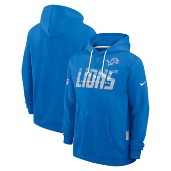 Men's Detroit Lions Blue Sideline Standard Issue Top Prospect Dri-FIT Hoodie Men's Detroit Lions Blue Sideline Standard Issue Top Prospect Dri-FIT Hoodie
