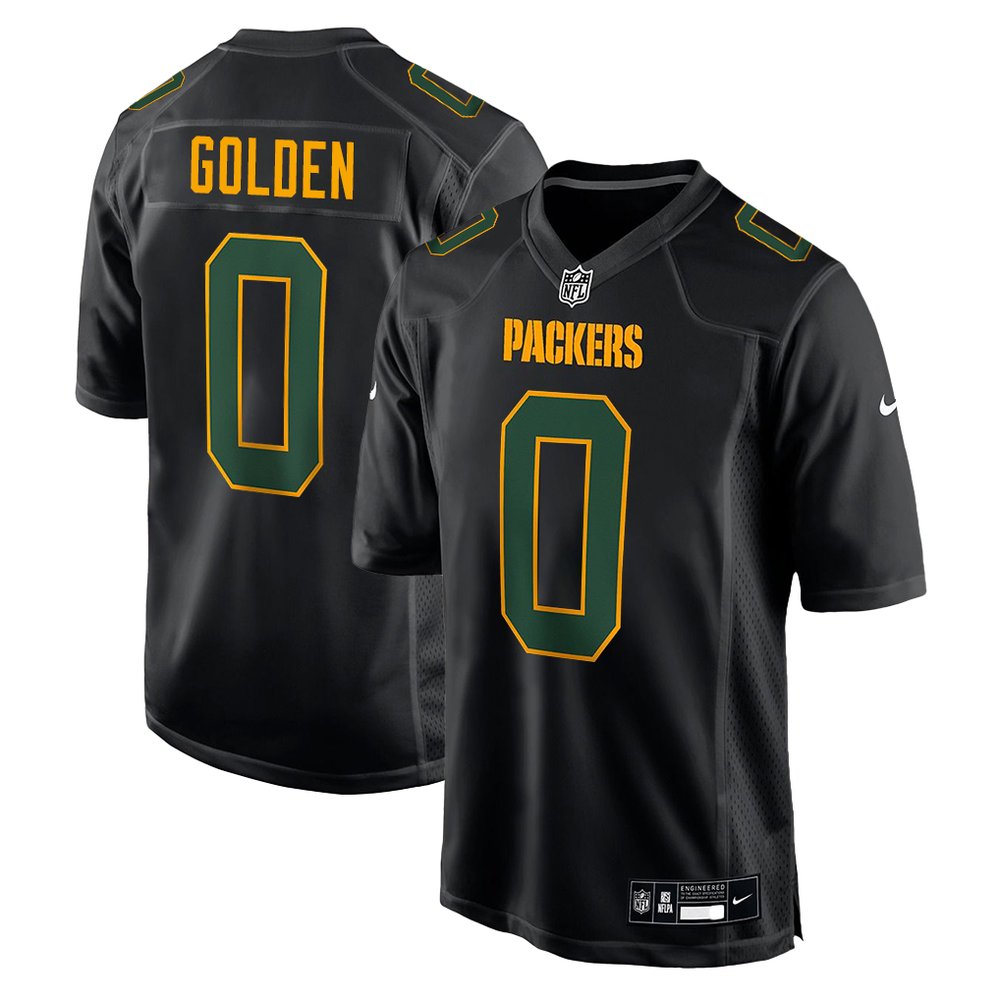 Men's Green Bay Packers #0 Matthew Golden Carbon Black Fashion Game Jersey Men's Green Bay Packers #0 Matthew Golden Carbon Black Fashion Game Jersey