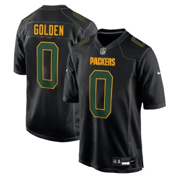 Men's Green Bay Packers #0 Matthew Golden Carbon Black Fashion Game Jersey Men's Green Bay Packers #0 Matthew Golden Carbon Black Fashion Game Jersey