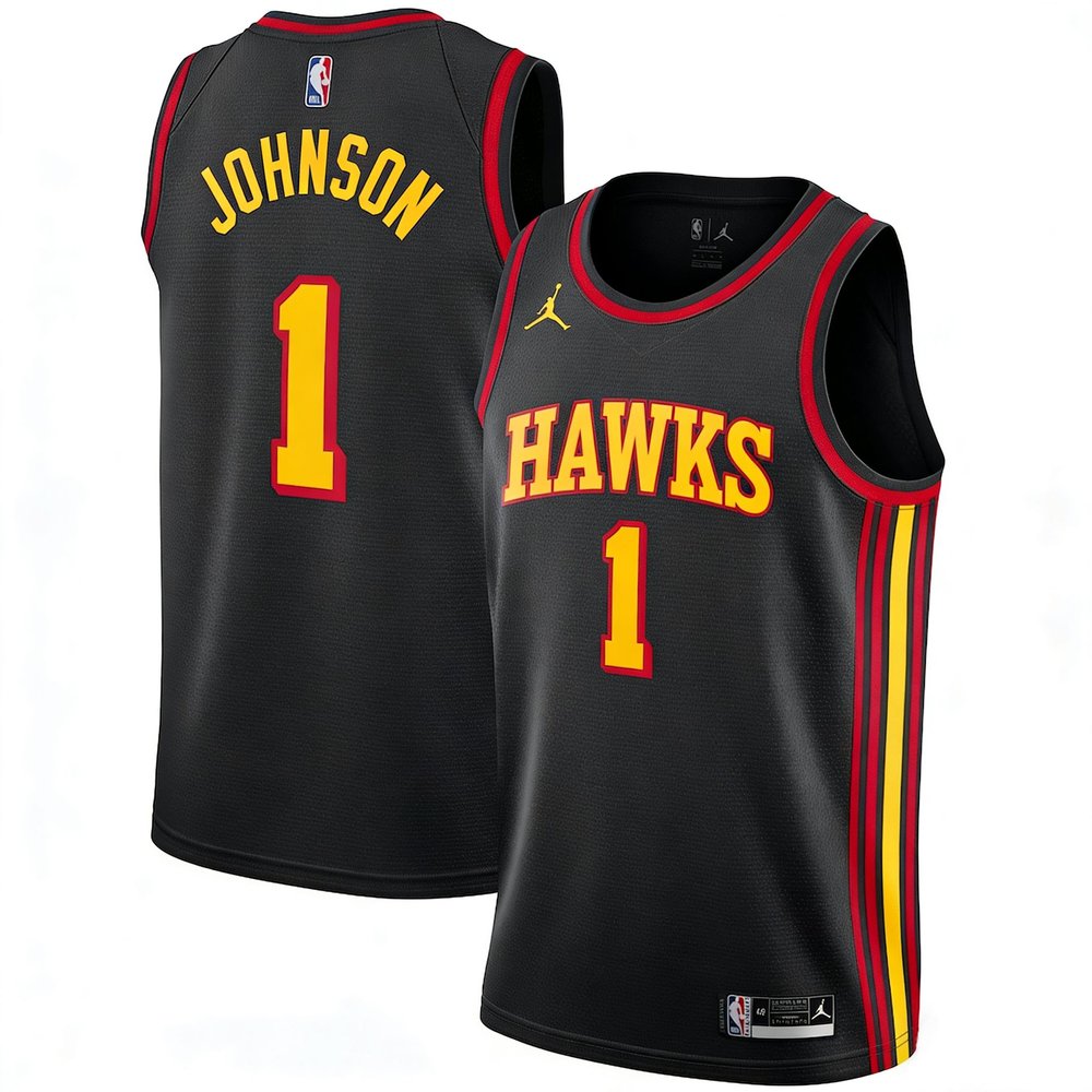 Men's Atlanta Hawks #1 Jalen Johnson Black Swingman Statement Edition Jersey