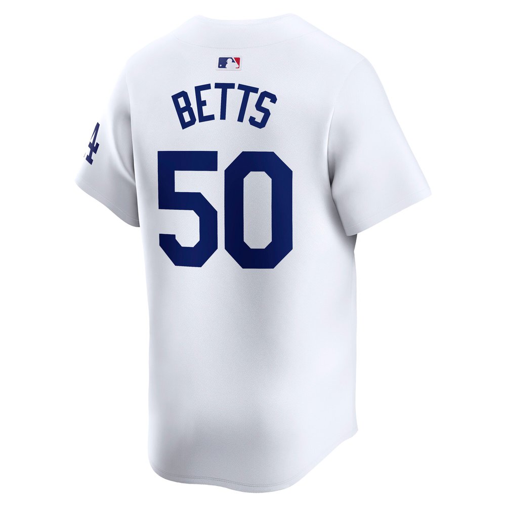 Men's Los Angeles Dodgers #50 Mookie Betts White 2024 World Series Home Limited Player Jersey Men's Los Angeles Dodgers #50 Mookie Betts White 2024 World Series Home Limited Player Jersey
