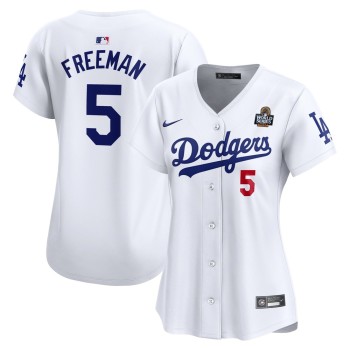 Women's Los Angeles Dodgers #5 Freddie Freeman White 2024 World Series Limited Player Jersey Women's Los Angeles Dodgers #5 Freddie Freeman White 2024 World Series Limited Player Jersey